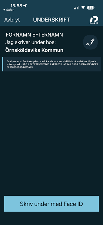 Steg 3 - signering av betalning