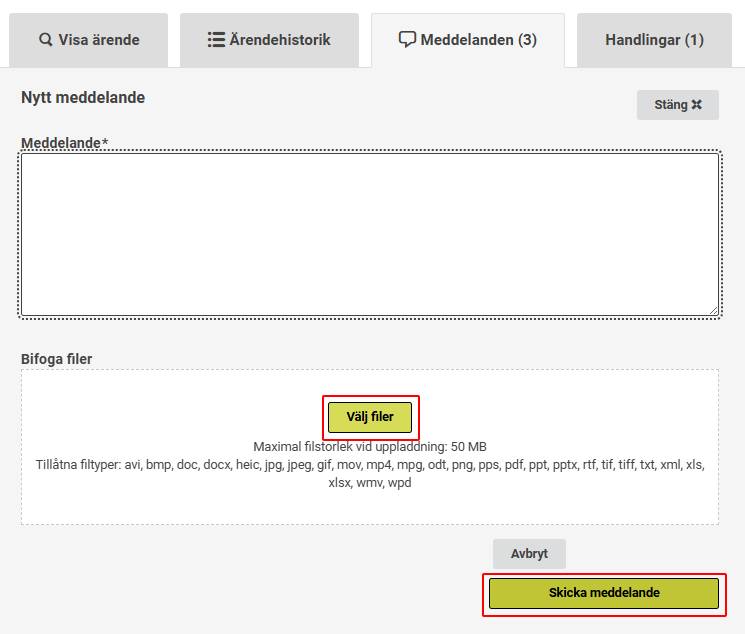 Skicka ett meddelande och bifoga fil.